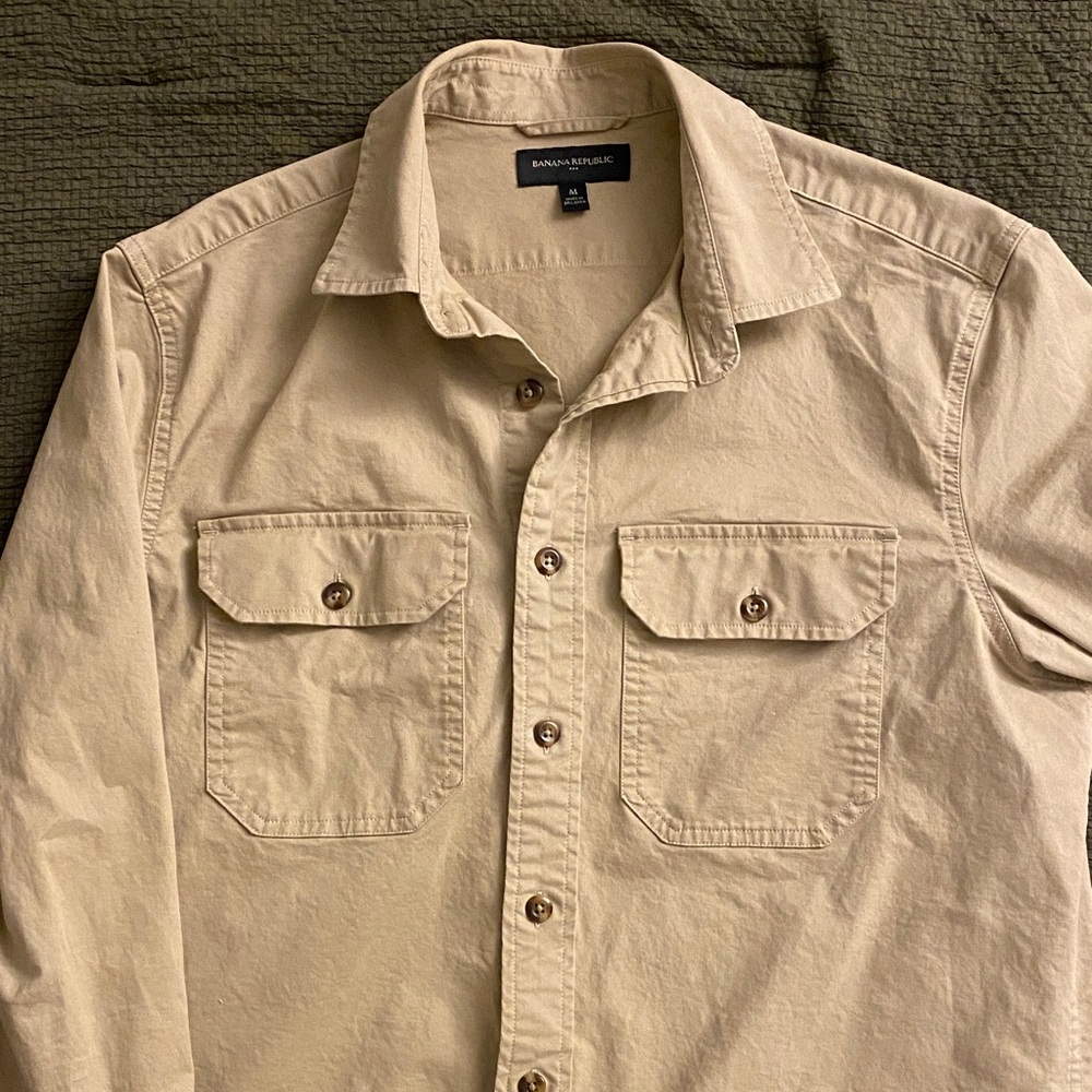 Banana Republic Khaki Casual Button-Down Shirt